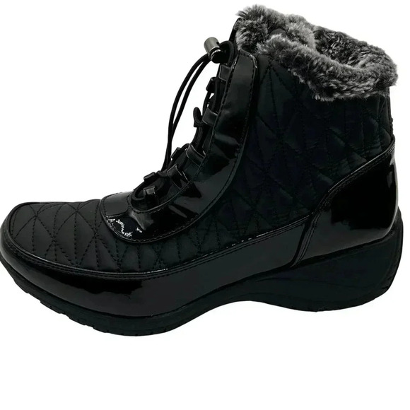 Khombu NWT Womens 8W Black Quilted Winter Boots Faux Fur Lining K Comfort - Picture 10 of 16
